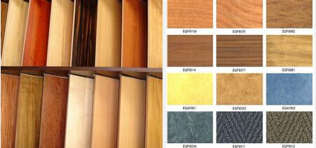 左側是實木地板、右側地板種類樣式